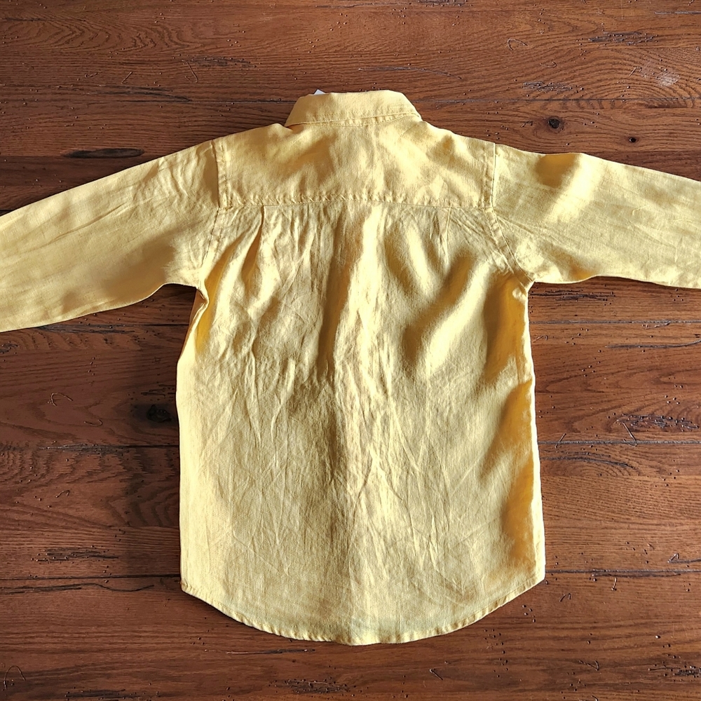 NWT Children's Place Linen Button Down Shirt Size 5/6 Color Light Yellow - Picture 5 of 6